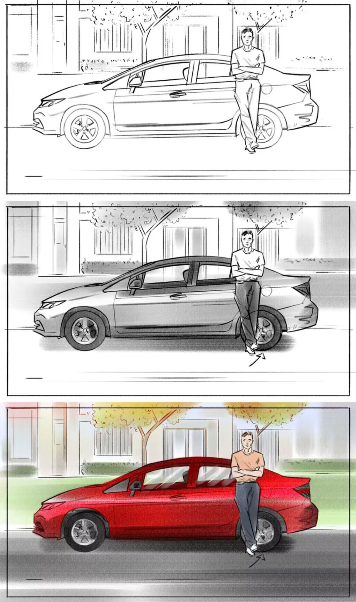 Hire a storyboard artist UK - detailed scene illustration