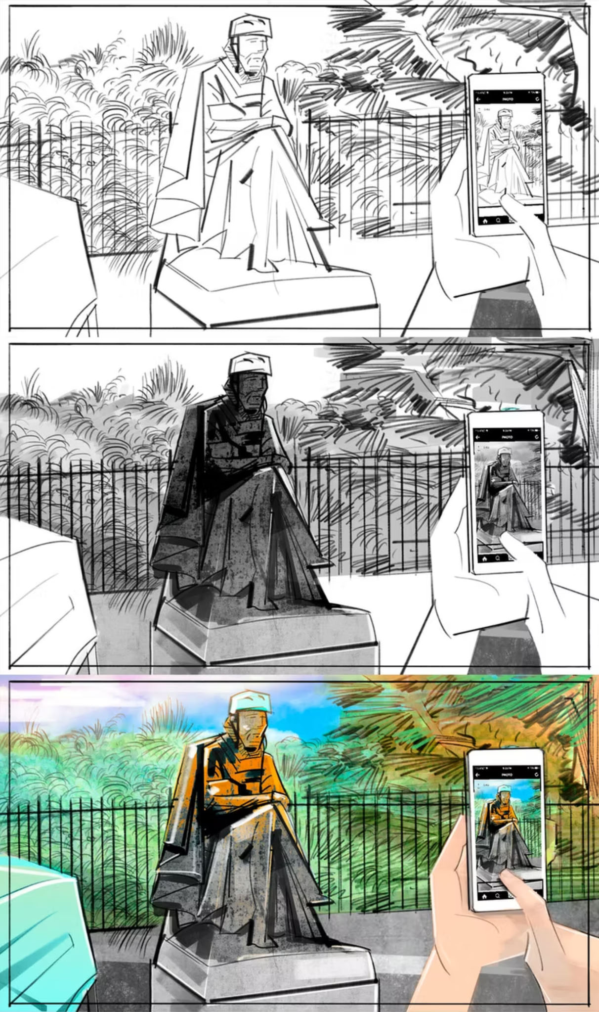 Film storyboard artist - production storyboard frames