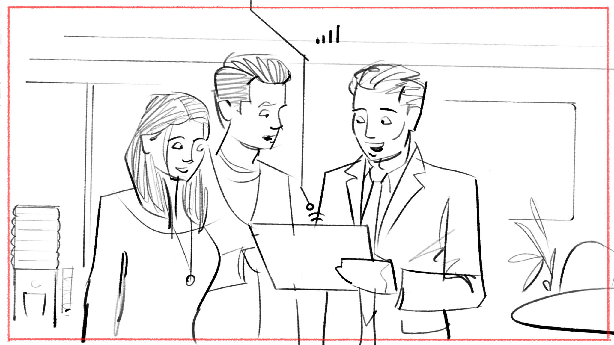 Storyboard illustration for corporate video - business storytelling