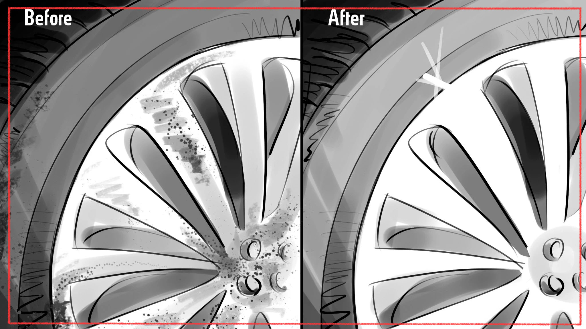 UK storyboard illustration - film and TV pre-visualisation