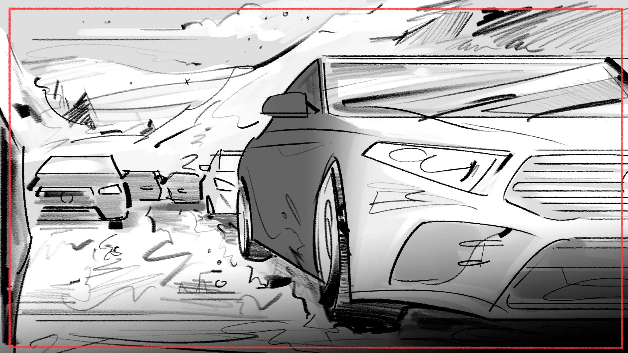 Hire a storyboard artist UK - detailed scene illustration