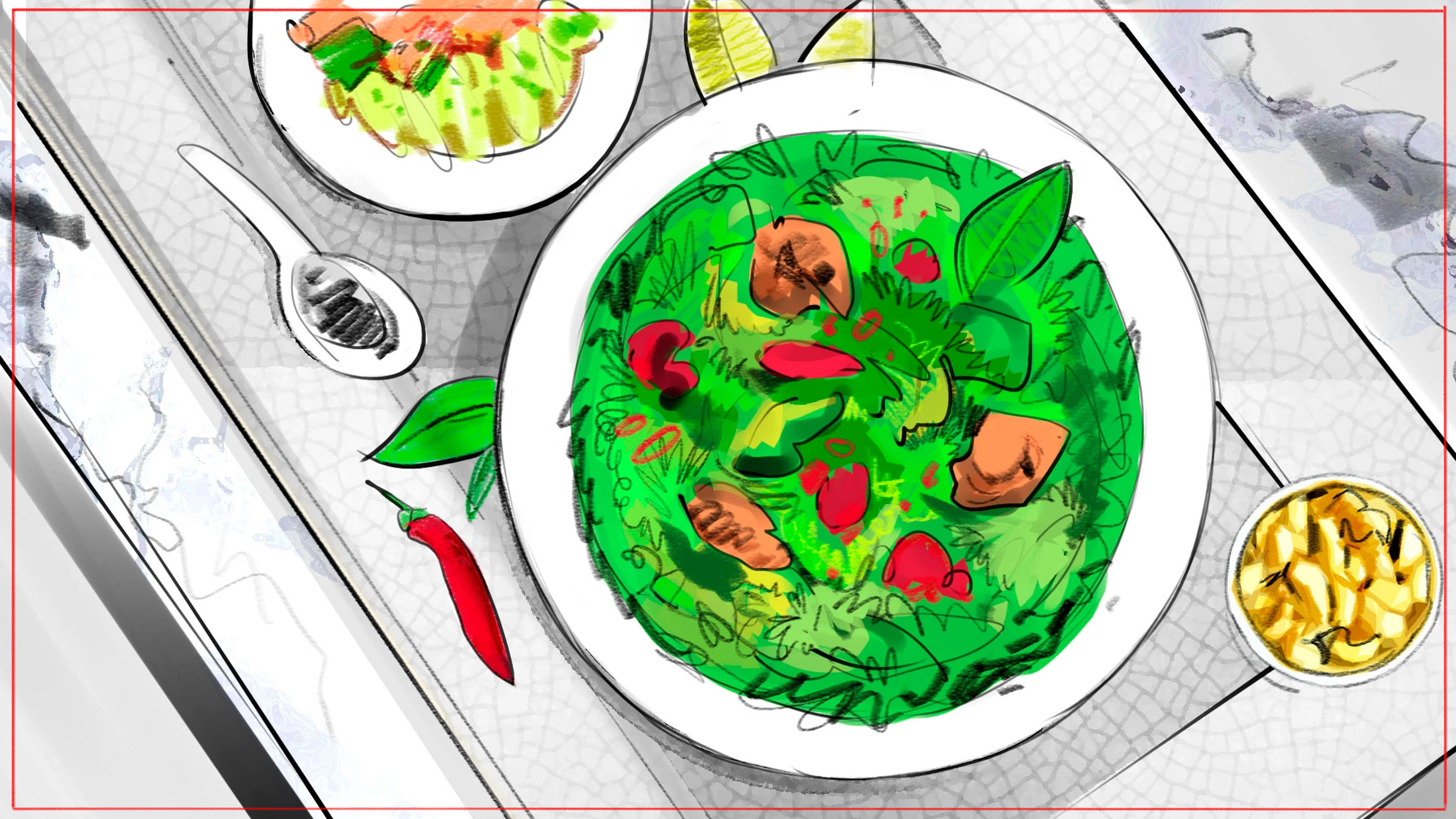 Colour storyboard illustration - full-colour production art