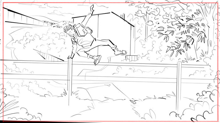 Motion picture storyboard design - cinematic frame illustration