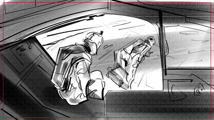 Advertising storyboard frames - commercial production artwork