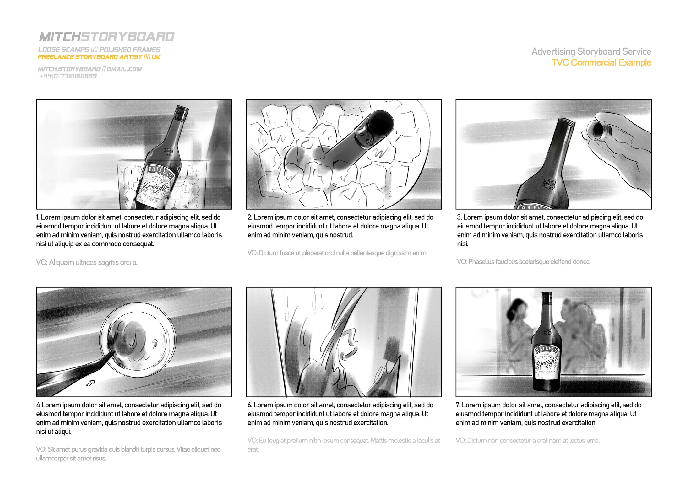 full page storyboard sequence – professional multi-panel storyboard art for film and TV (page 1)