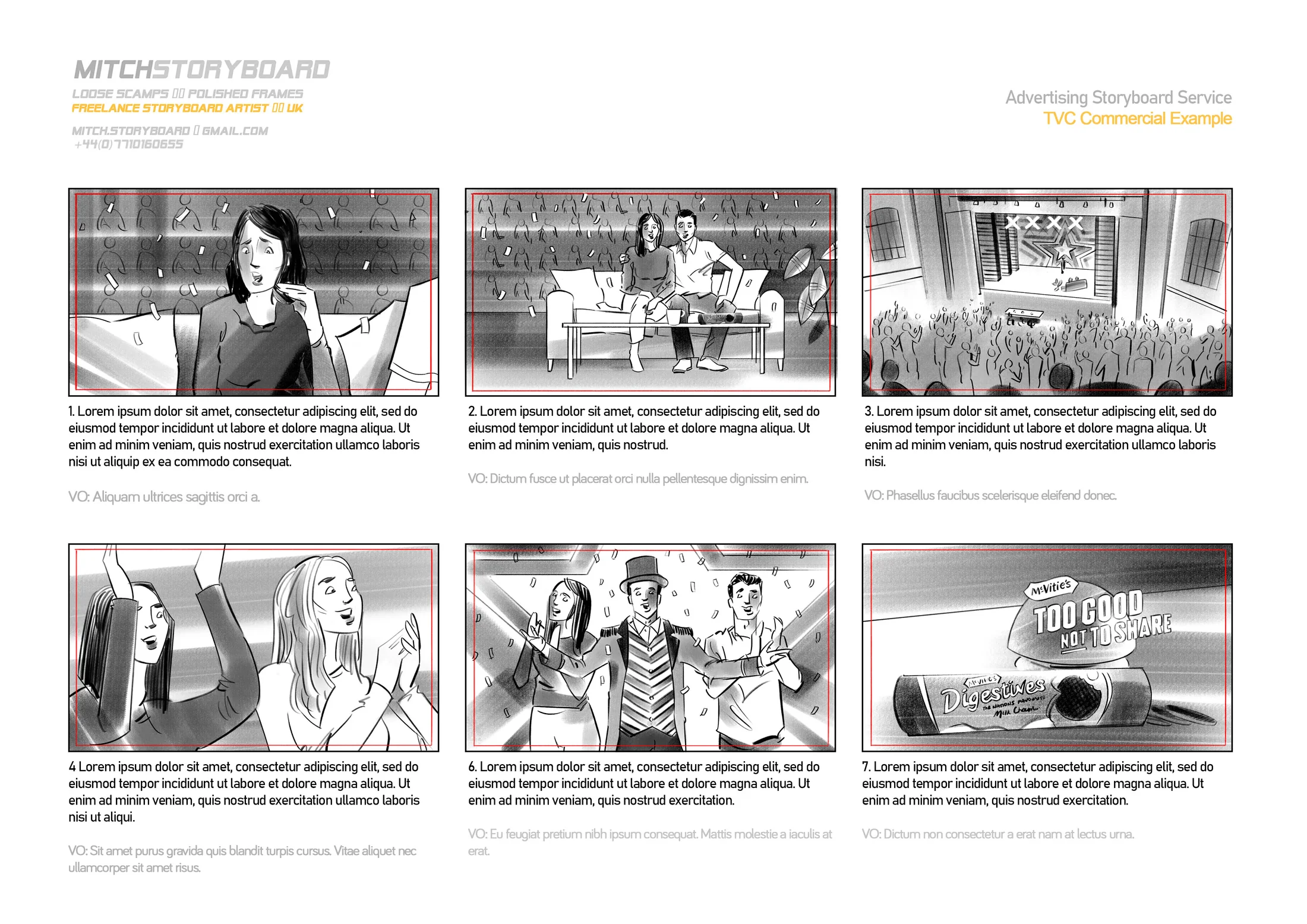 detailed full-page storyboard – advertising and commercial pre-production artwork (page 3)