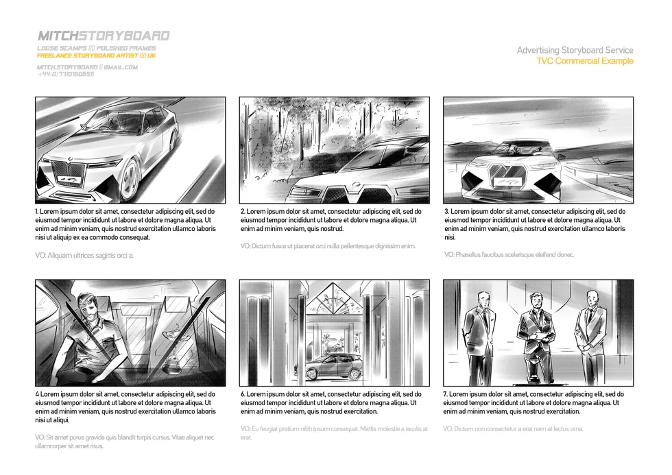 storyboard artist for film and TV – full-page multi-panel storyboard sequence by Storyboard-Artist.co.uk