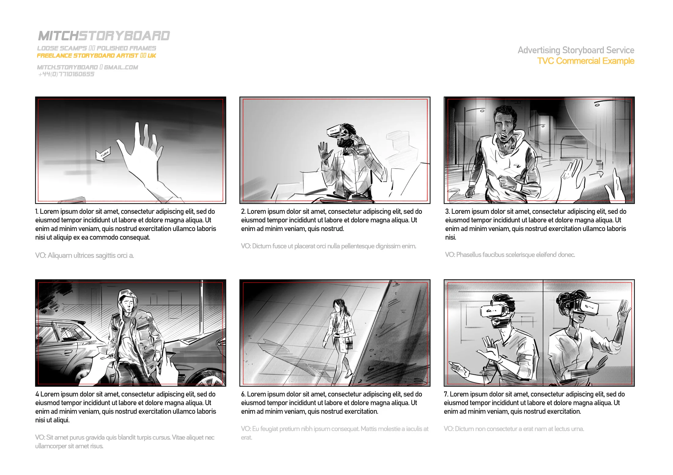 full page storyboard sequence – professional multi-panel storyboard art for film and TV (page 6)