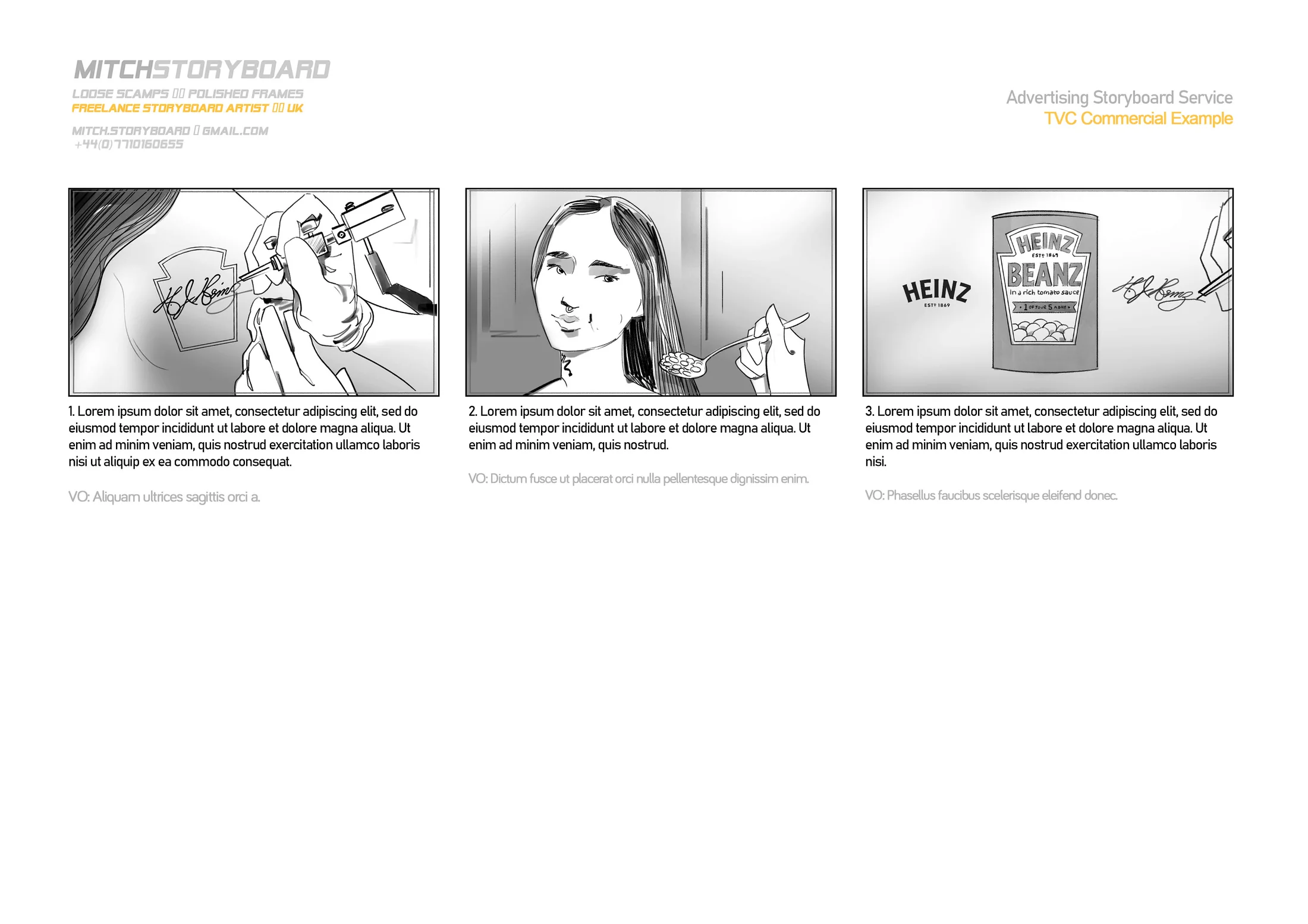 multi-panel storyboard page – visual storytelling for branded content and film (page 9)