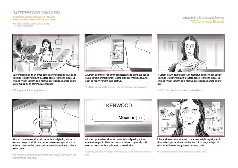 animatic storyboard artist – full-page multi-panel storyboard sequence by Storyboard-Artist.co.uk