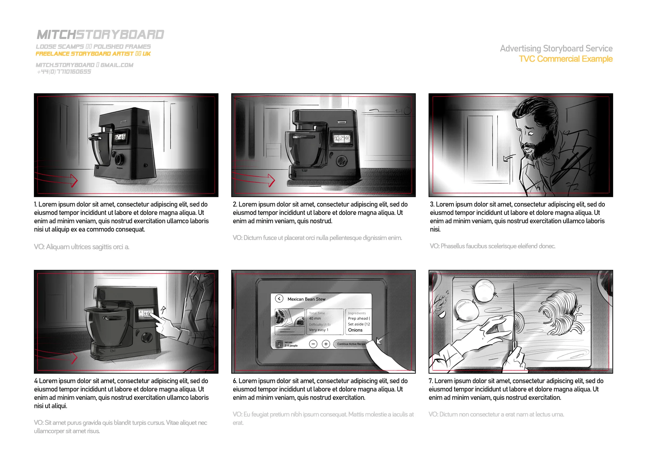 full page storyboard layout – cinematic scene breakdown by a UK storyboard artist (page 12)