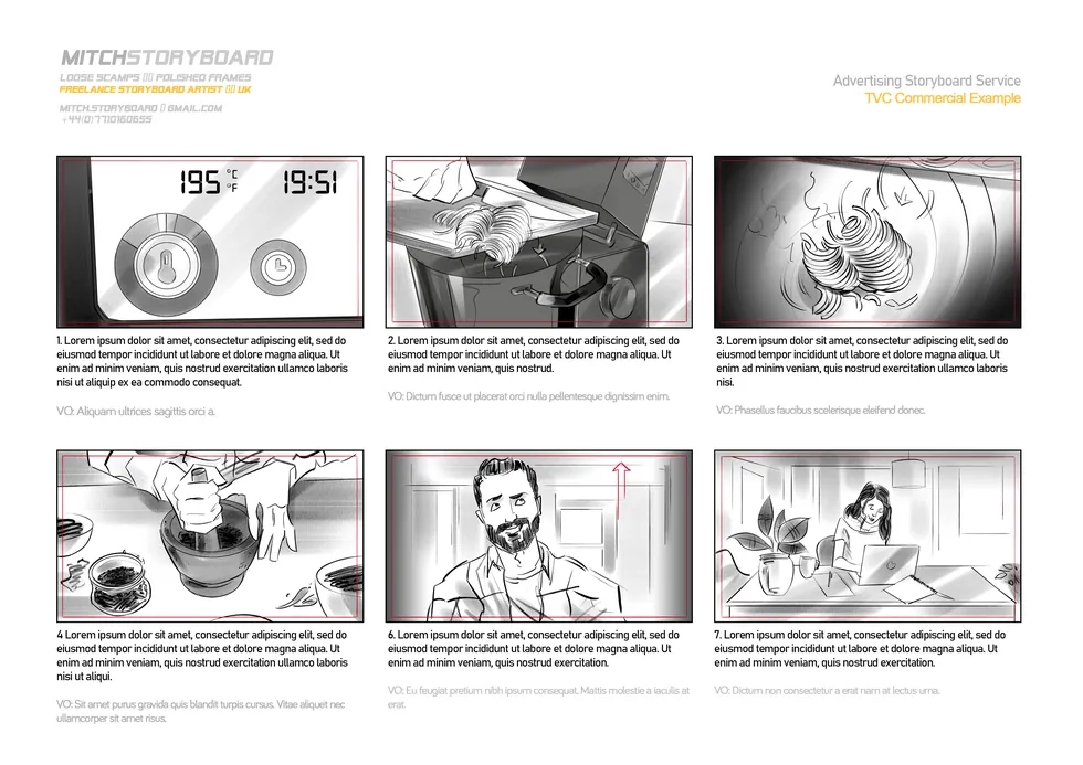 storyboard artist South East England – full-page multi-panel storyboard sequence by Storyboard-Artist.co.uk