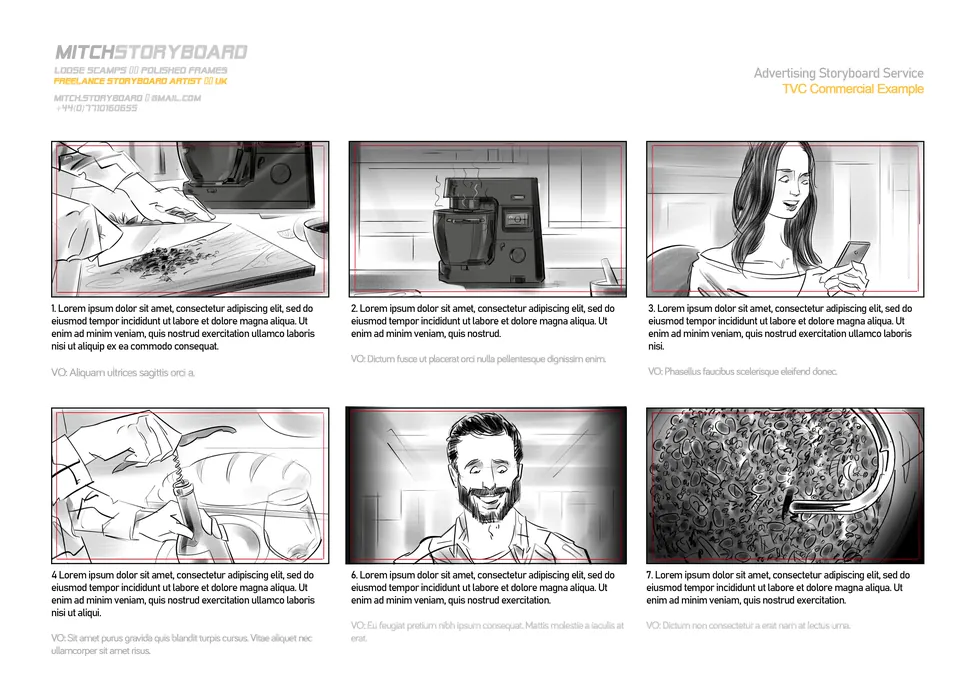 music video storyboard artist – full-page multi-panel storyboard sequence by Storyboard-Artist.co.uk