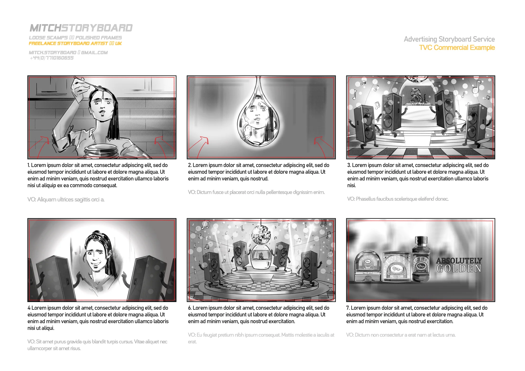 detailed full-page storyboard – advertising and commercial pre-production artwork (page 18)