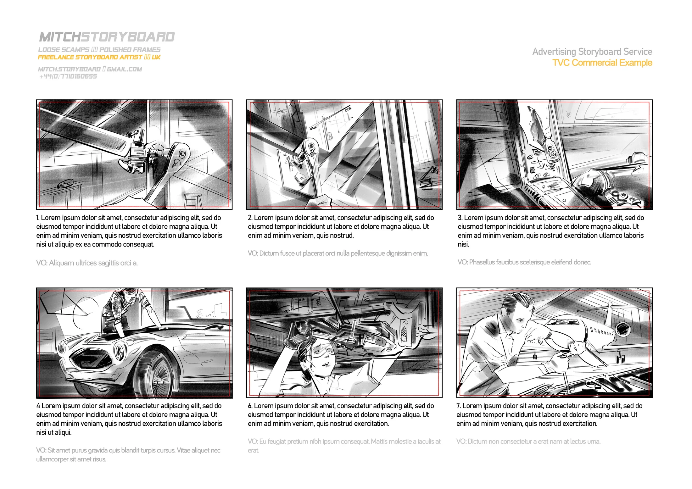 multi-panel storyboard page – visual storytelling for branded content and film (page 19)