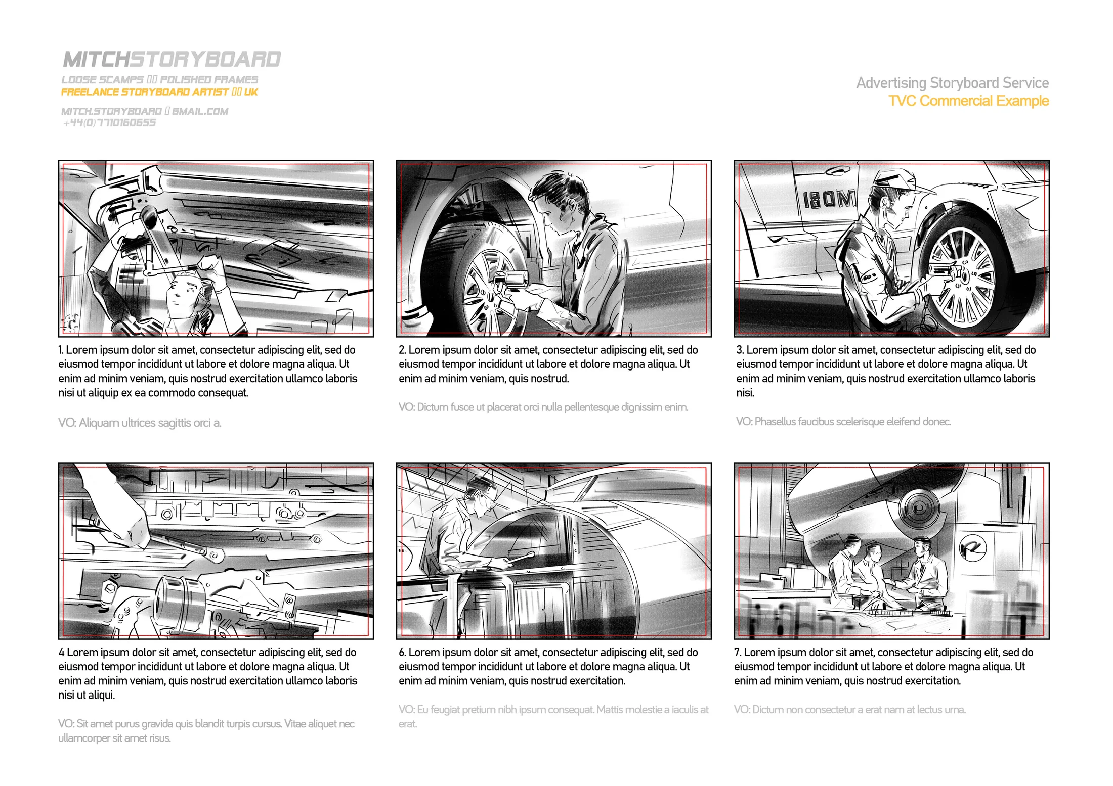full page storyboard layout – cinematic scene breakdown by a UK storyboard artist (page 22)