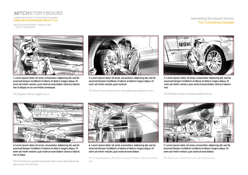 corporate video storyboard artist – full-page multi-panel storyboard sequence by Storyboard-Artist.co.uk