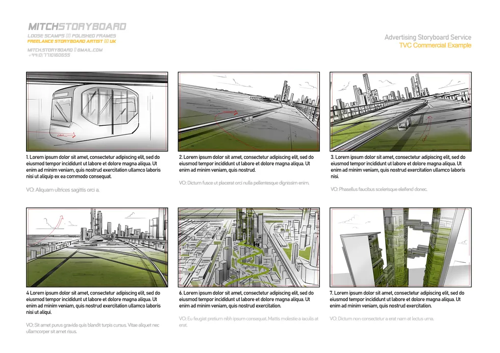 documentary storyboard artist – full-page multi-panel storyboard sequence by Storyboard-Artist.co.uk