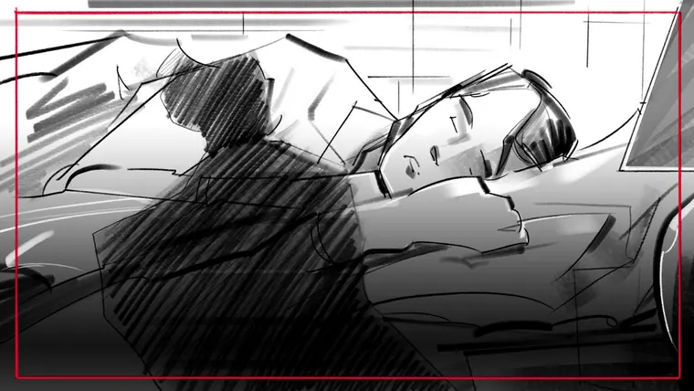 corporate video storyboard artist – cinematic storyboard frame by Storyboard-Artist.co.uk