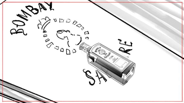 storyboard artist for hire – black and white line storyboard sketch by Storyboard-Artist.co.uk