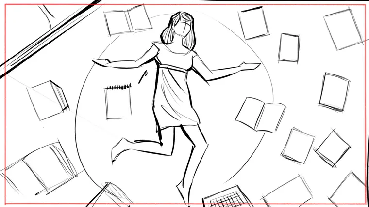 storyboard artist for film and TV – black and white line storyboard sketch by Storyboard-Artist.co.uk