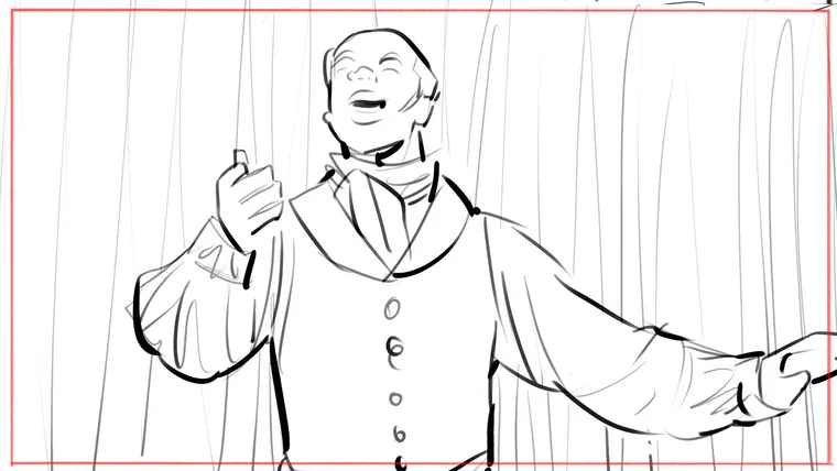 storyboard artist South East England – black and white line storyboard sketch by Storyboard-Artist.co.uk