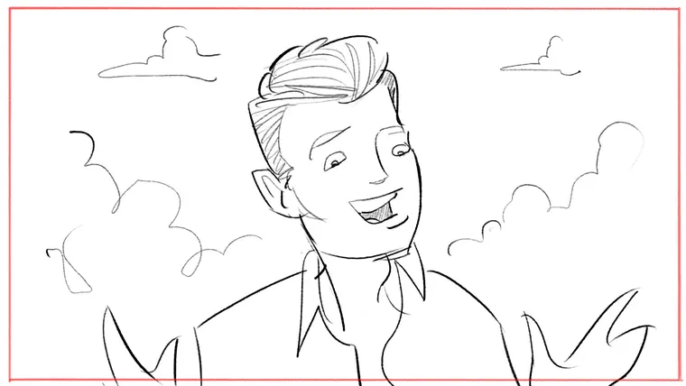 TV commercial storyboard artist – black and white line storyboard sketch by Storyboard-Artist.co.uk