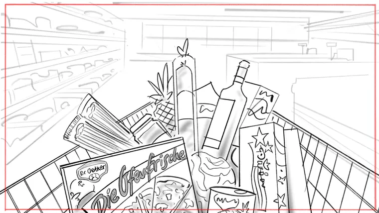 storyboard concept art – black and white line storyboard sketch by Storyboard-Artist.co.uk