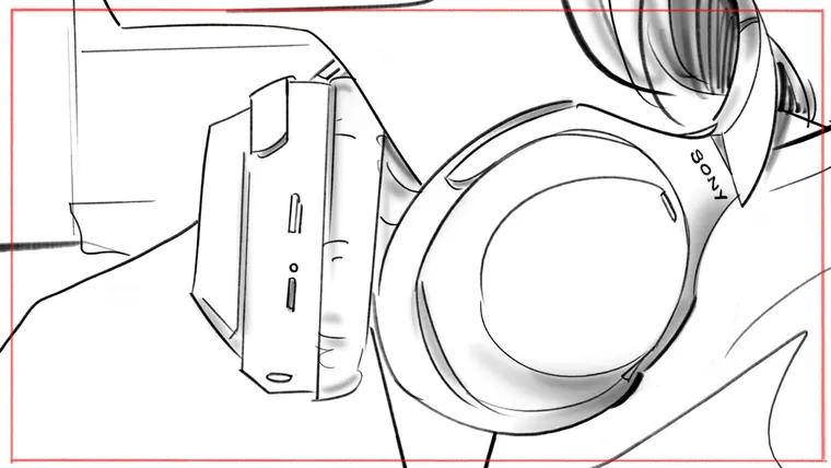 storyboard artist for agencies – black and white line storyboard sketch by Storyboard-Artist.co.uk