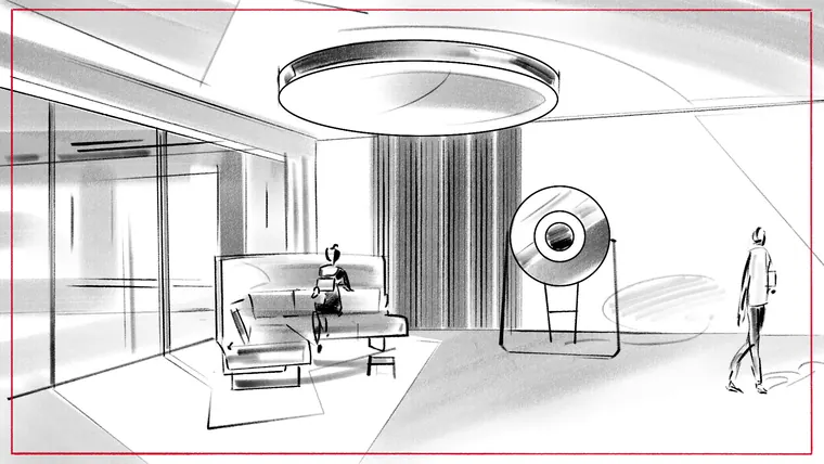 freelance storyboard artist UK – tonal greyscale storyboard illustration by Storyboard-Artist.co.uk
