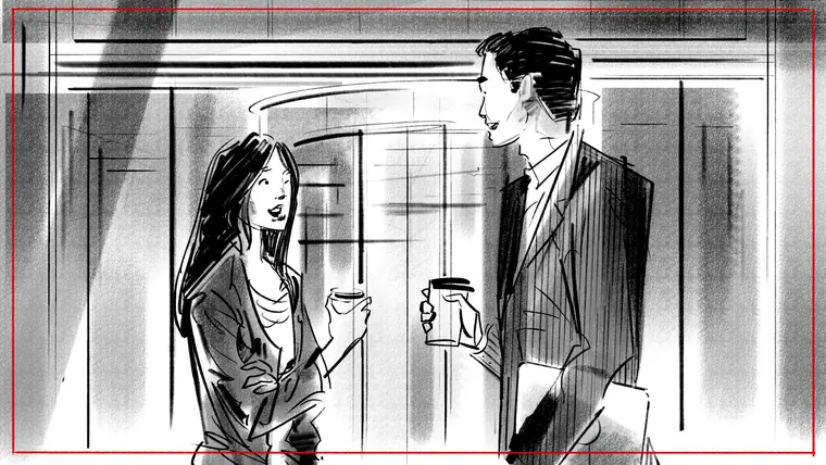 storyboard concept art – tonal greyscale storyboard illustration by Storyboard-Artist.co.uk